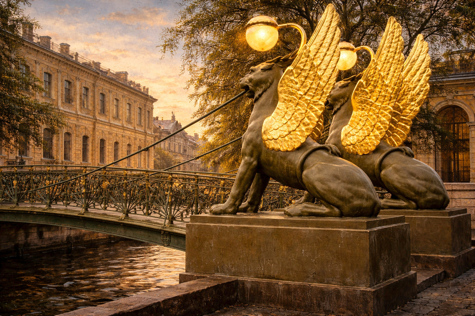 Банковский мост в Санкт-Петербурге - место с грифонами