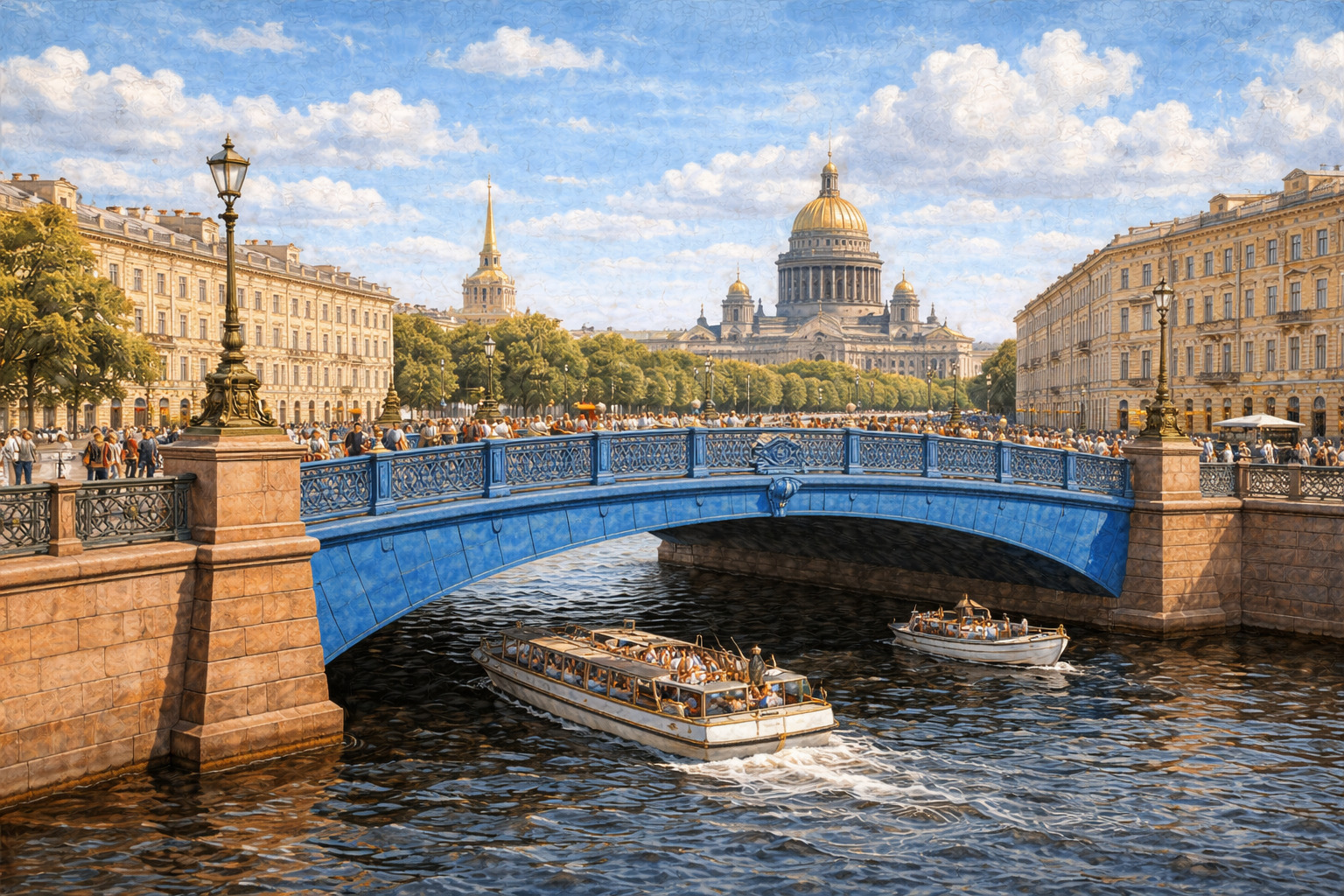 Синий мост в Санкт-Петербурге - самый широкий мост