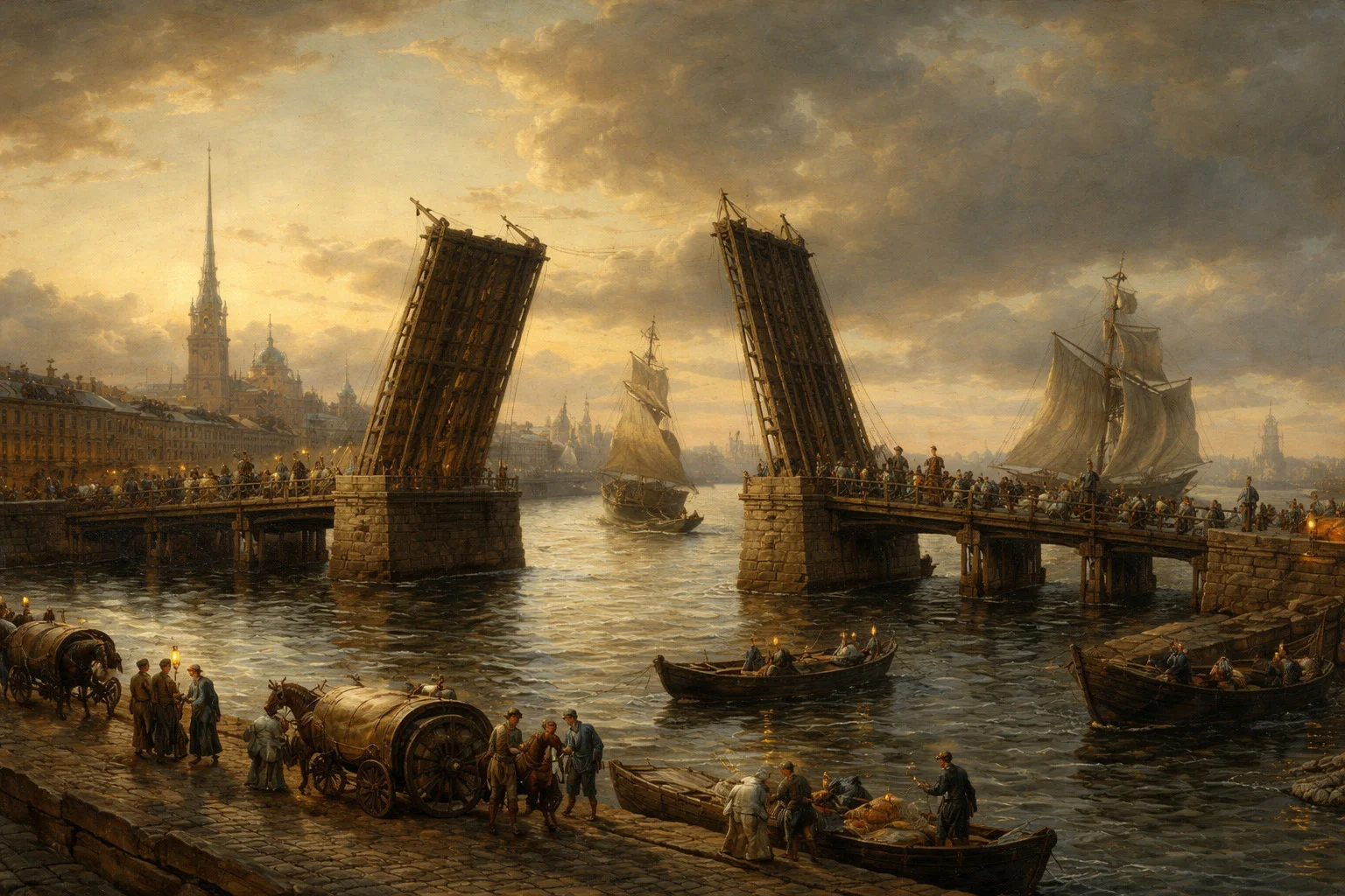 Когда появился первый разводной мост в Санкт-Петербурге